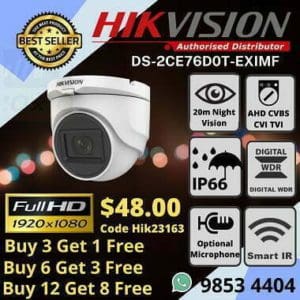 Sim Lim Price DS-2CE76D0T-EXIMF Installation Company Office Shop School Warehouse Factory Home Hikvision Camera 