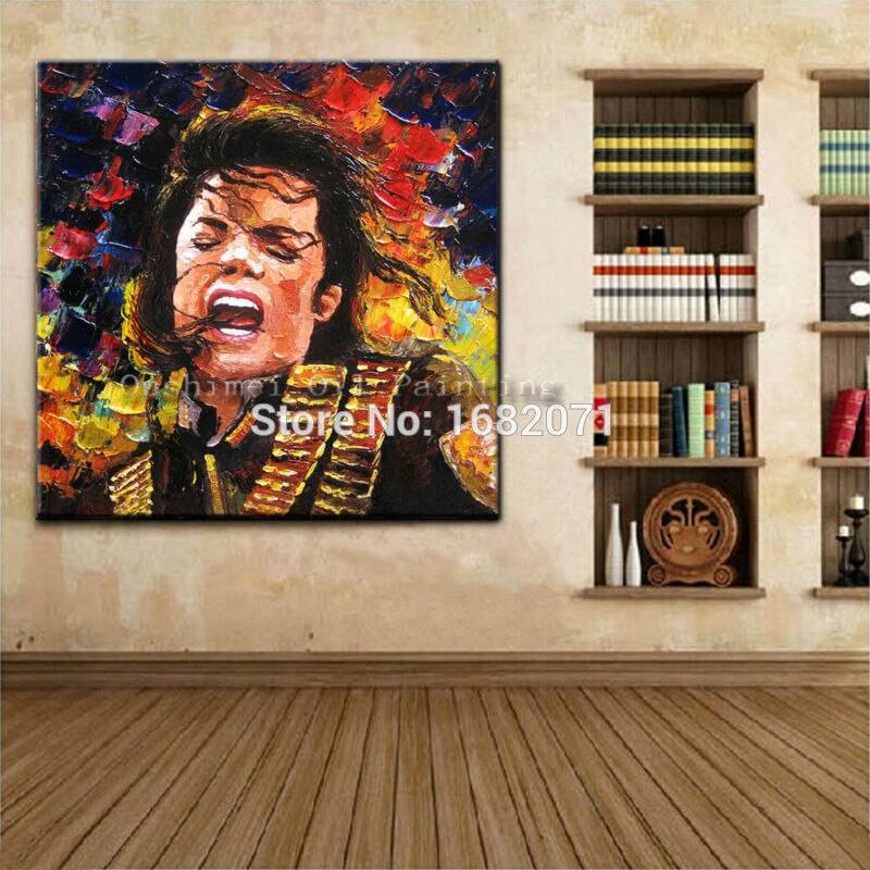 Hand-painted Knife Michael Jackson Singing Oil Painting On Canvas Impression Super Star Michael Jackson Portrait Oil Paints