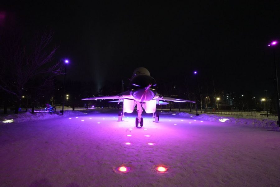 В Парке Победы Кемерова установили яркий и светящийся самолёт