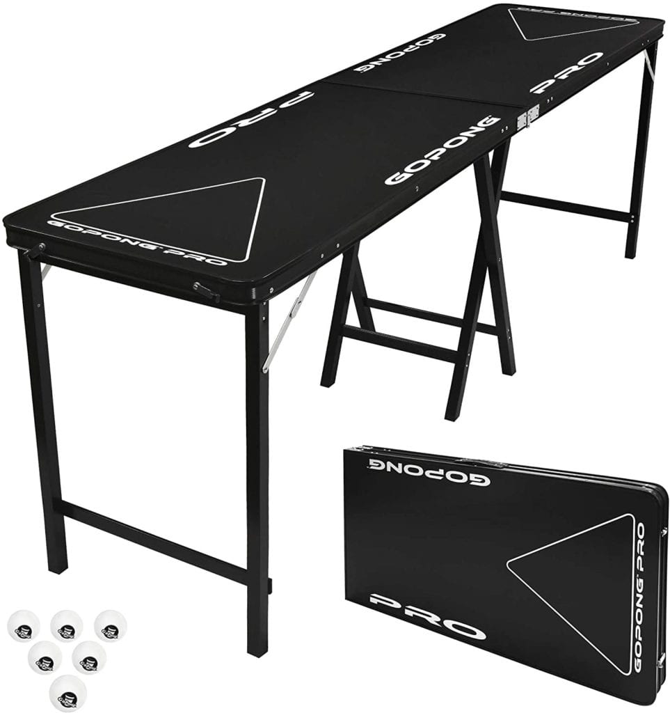 GoPong PRO 8 Foot Premium Beer Pong Table - Heavy Duty (Black, 36-Inch Tall)