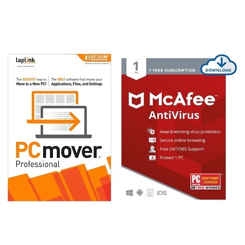 Download McAfee AntiVirus 1 PC and Laplink PCmover Pro