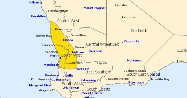 severe weather warning perth
