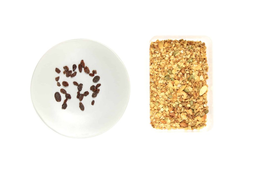 Granola and nuts on a plate