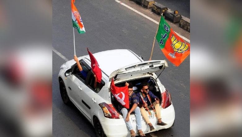Viral Pic Of Friends Travelling In Same Car Holding Flags Of Bjp Congress And Cpi M Is What India Needs Right Now Latestly
