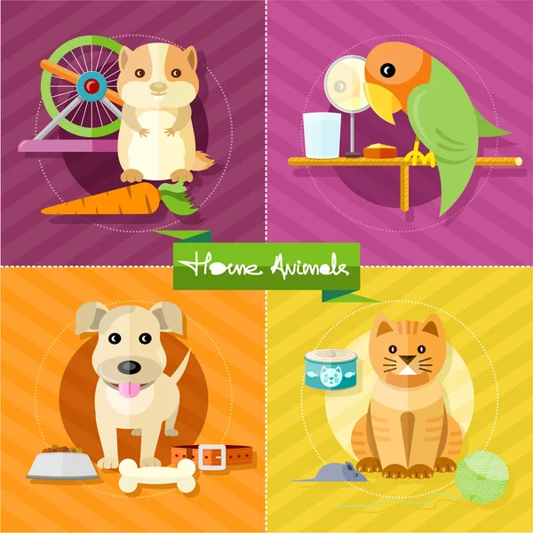 Hamster, parrot, cat and dog Vector Graphics