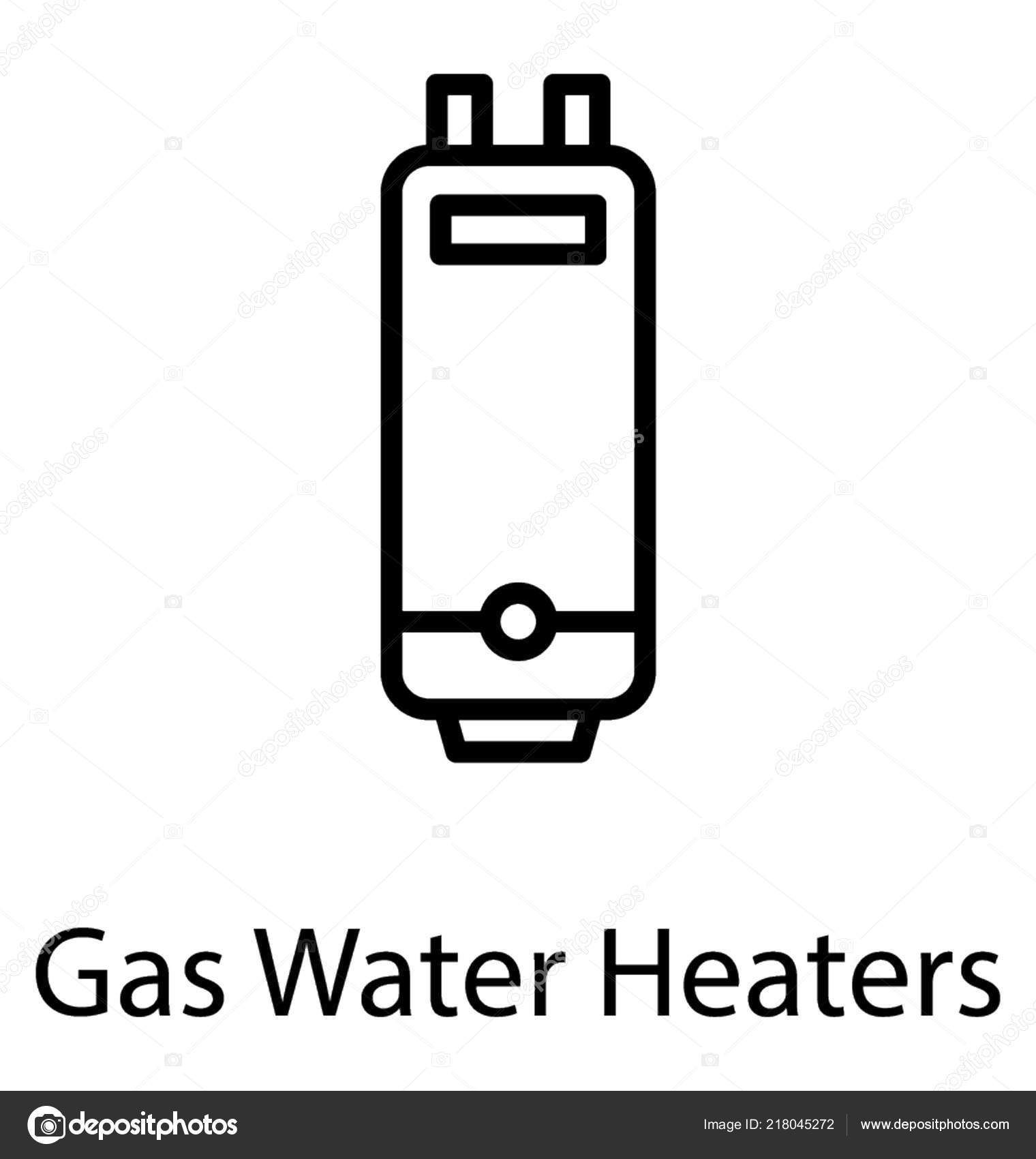 Home Gas Water Heater Gas Geyser Line Icon Vector Stock Vector