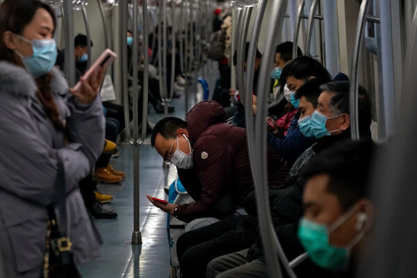 A subway train in Beijing on Monday. Even though China has largely contained the coronavirus, small clusters of cases have continued to surface in the country.