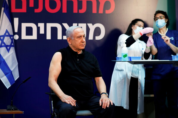 Prime Minister Benjamin Netanyahu  received the Covid-19 vaccine at Sheba Medical Center in Ramat Gan, Israel, on Saturday.