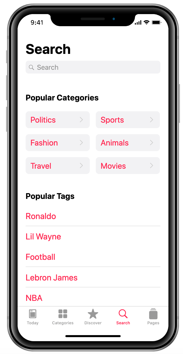 Popular categories and tags news project