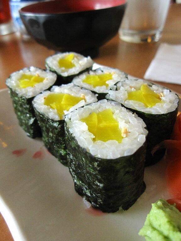 Traditional Japanese Sushi Rolls - Pickled Daikon Roll Oshinko Maki