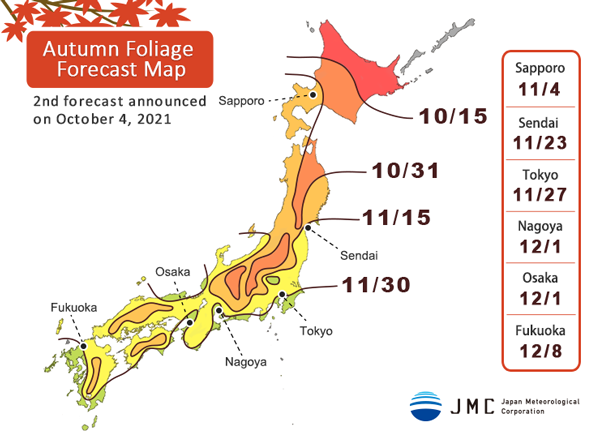 Autumn Foliage Forecast Map Japan 2021 Momiji