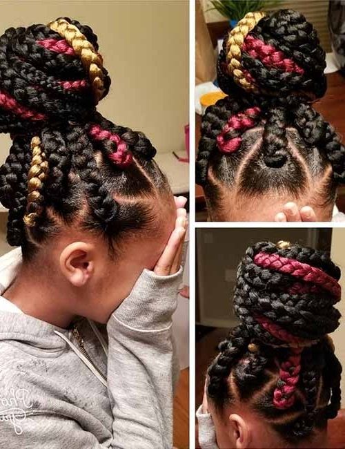 20 Funky Fresh Styling Ideas For Jumbo Box Braids Within Most Recent Ponytail Braids With Quirky Hair Accessory (Photo 9 of 15)