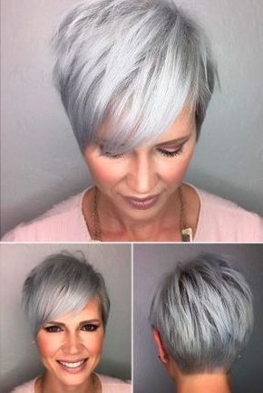 Featured Photo of Cropped Gray Pixie Hairstyles With Swoopy Bangs