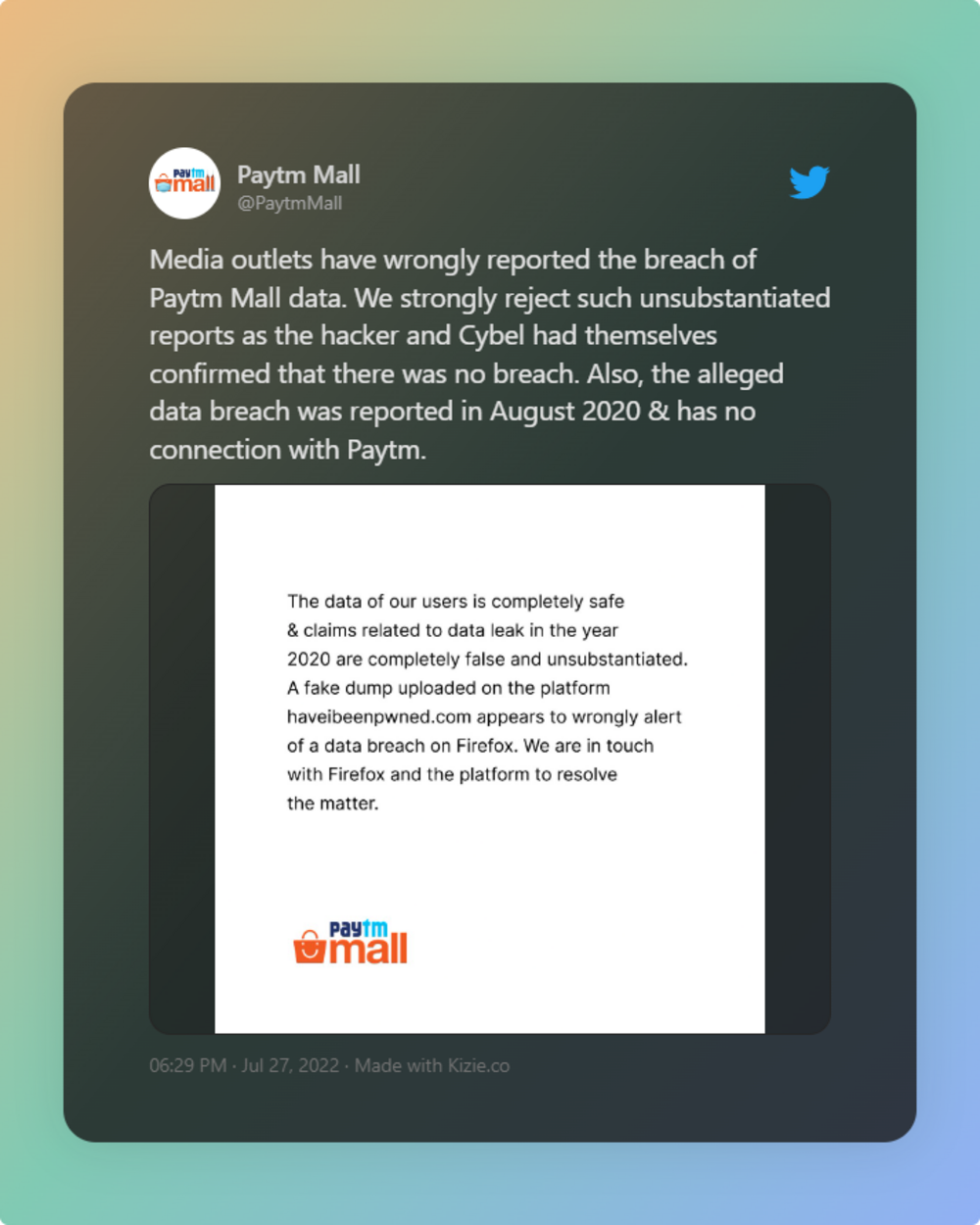 Paytm影响340万用户的数据破坏
