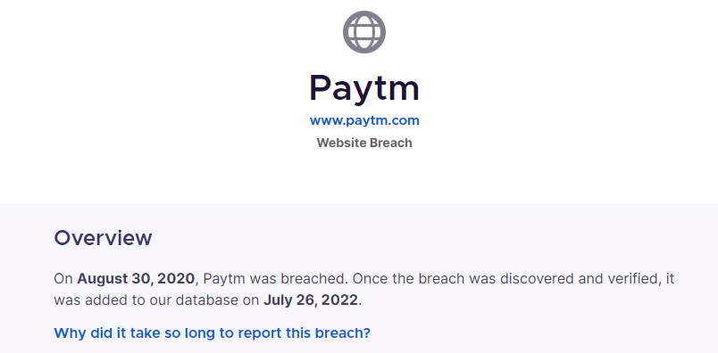 Paytm影响340万用户的数据破坏
