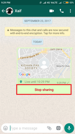 WhatsApp Live Location Feature