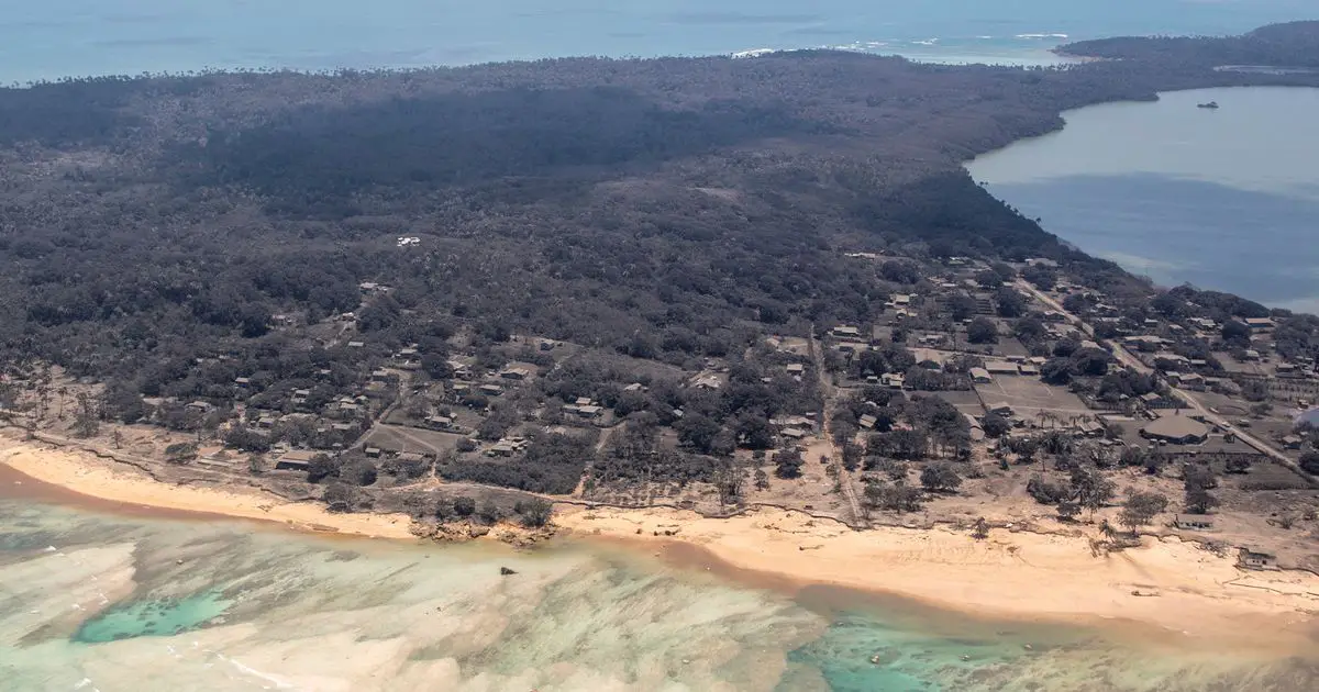 Heavy ash blanketed Tonga after the Pacific island nation was hit by a tsunami triggered by an undersea volcanic eruption