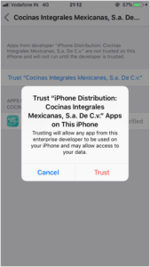 now click on Trust again to complete the process.