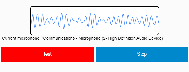  माइक्रोफोन से ध्वनि की प्रतिक्रिया में एक चलती हुई रेखा