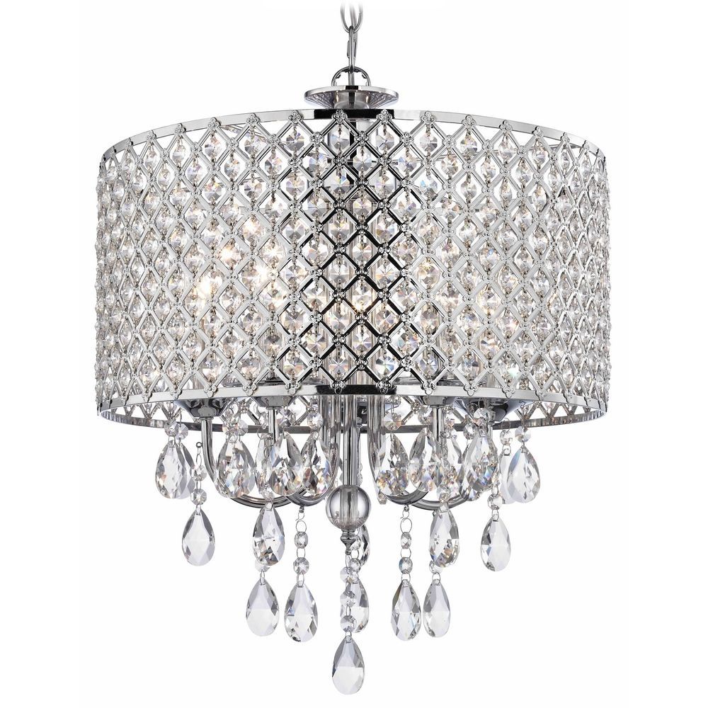 Inspiration about Crystal Chrome Chandelier Pendant Light With Crystal Beaded Drum In Chrome And Crystal Chandelier (#1 of 12)