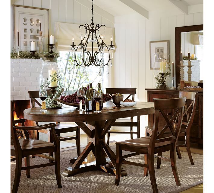 Inspiration about Benchwright Extending Pedestal Dining Table, Alfresco Brown For Well Liked Rustic Mahogany Benchwright Dining Tables (#8 of 20)