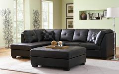 Contemporary Black Leather Sectional Sofa Left Side Chaise