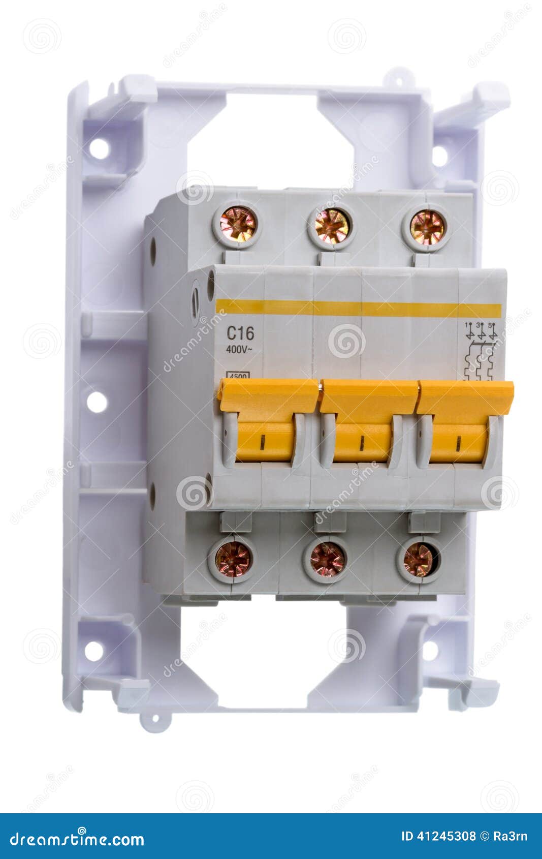 Circuit Breaker Three Phase On White Stock Photo Image Of