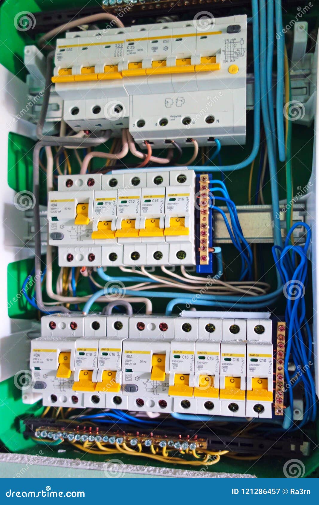 Electric Board With Circuit Breakers Stock Image Image Of Power