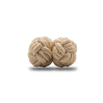 Beige Silk fabric knots cufflinks in Dubai for men which is intended to be a mens formal clothing accessory or a gift for men