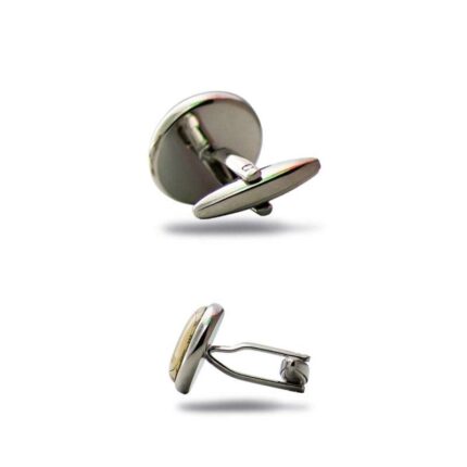 Clock shaped metal cufflink in silver colour an ideal gift for men in Dubai intended for wedding gifts, gifts for men, formal mens clothing