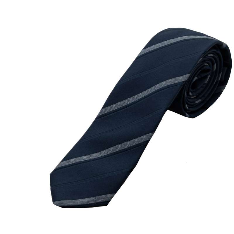 Dark blue tie with grey Awning diagonal stripes design, Dubai