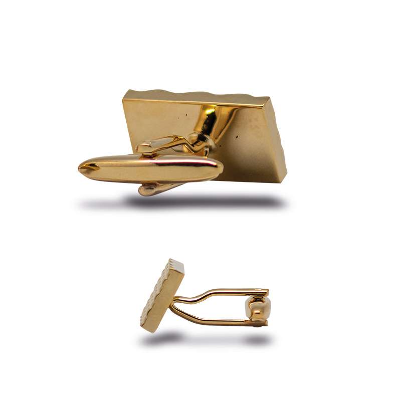 Gold chrome colour rectangle shaped bullet back fashion cufflink with bubble texture in Dubai for men