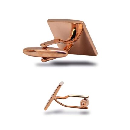 Gold square shaped bullet back fashion cufflink with dotted design for men in Dubai