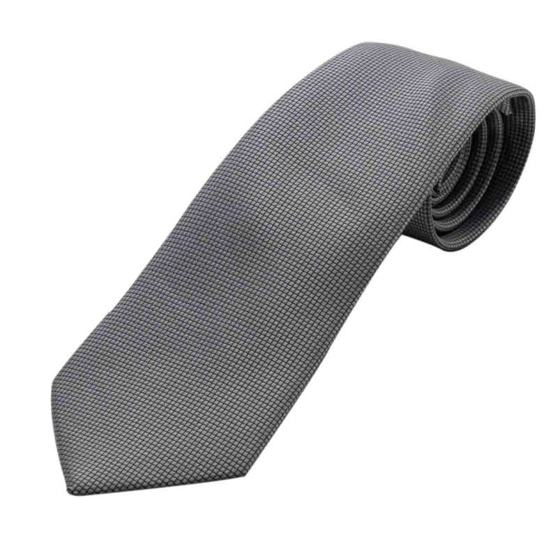 Grey colour tie with self micro checks pattern