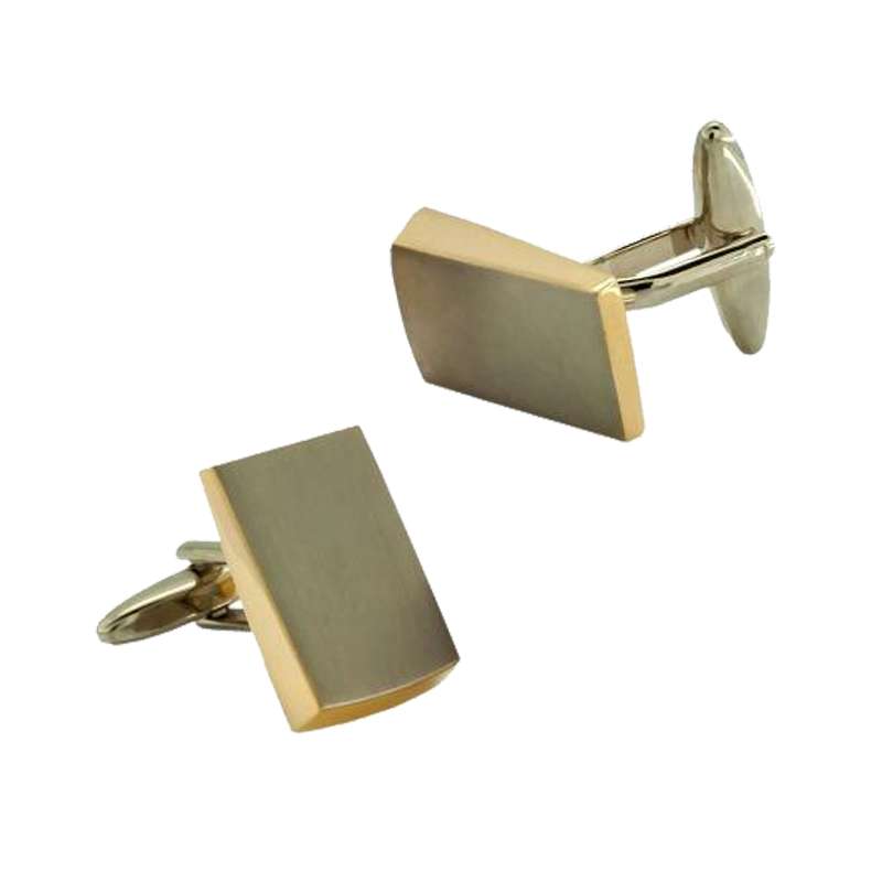 Rectangular shaped Golden color plain Cufflinks, Personalized initial cufflinks