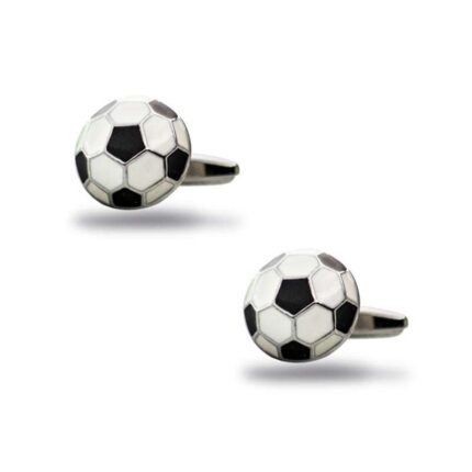 football shaped metal cufflink in white & black chrome colour an ideal gift for men in Dubai intended for wedding gifts, gifts for men, formal mens clothing