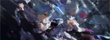 Anime Re Zero Starting Life in Another World Emilia and Ram Facebook Cover-ups