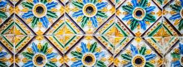 Blue and Yellow Flower Tile Art