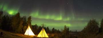 Camping in Forest with Northern Lights Facebook background TimeLine Cover
