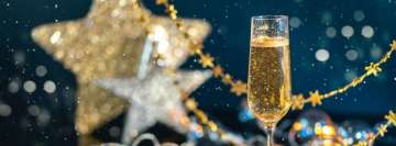 Gold Champagne Christmas Stars Facebook Cover Photo