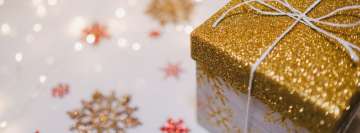 Gold Glitter Box Christmas Gift Facebook Cover Photo