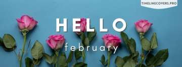 Hello February Pink Roses Facebook Banner
