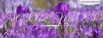 Hello March Hand Written Flowers Facebook Cover Photo