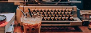 Iced Coffee and Type Writer Facebook Cover-ups