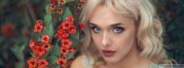 Model with Red Flowers Facebook Cover Photo