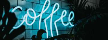 Neon Blue Coffee Sign Facebook Cover Photo