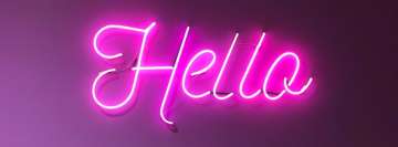 Pink Neon Hello Sign Facebook Cover