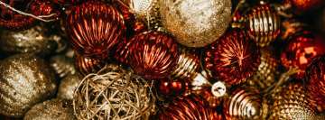 Red and Gold Christmas Ornament Facebook Cover Photo