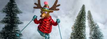 Reindeer Skiing in The Christmas Snow Facebook Cover