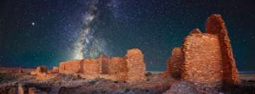 Rock Ruins Bright Night Sky Facebook Wall Image